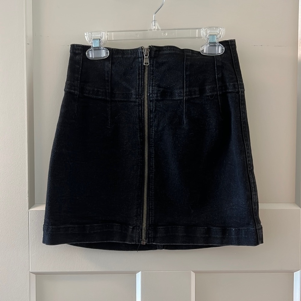 Free People Black Zip Skirt